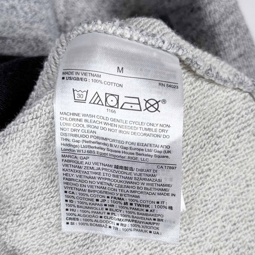 Gap Mens Fleece Zip Crew Sweatshirt Heather Grey Black Medium - Picture 4 of 9